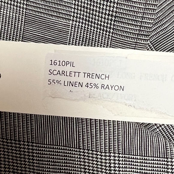 NWT L’AGENCE Linen Houndstooth Plaid Double Breasted Tie Waist Trench Coat 2 - Picture 6 of 6